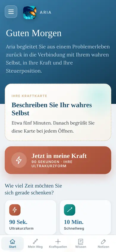 Aria App: Startseite